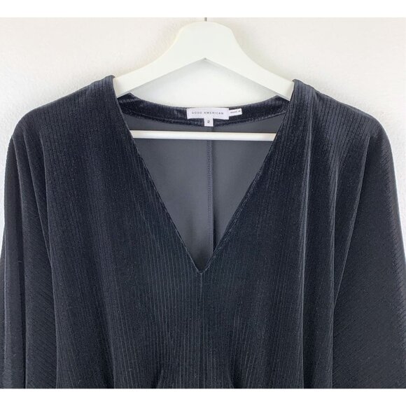 NWT Good American Dolman Velour Top In Black Size 2 - Picture 5 of 13